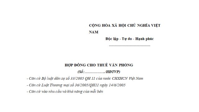 Mẫu Hợp Đồng Thuê Văn Phòng Gồm Những Gì?
