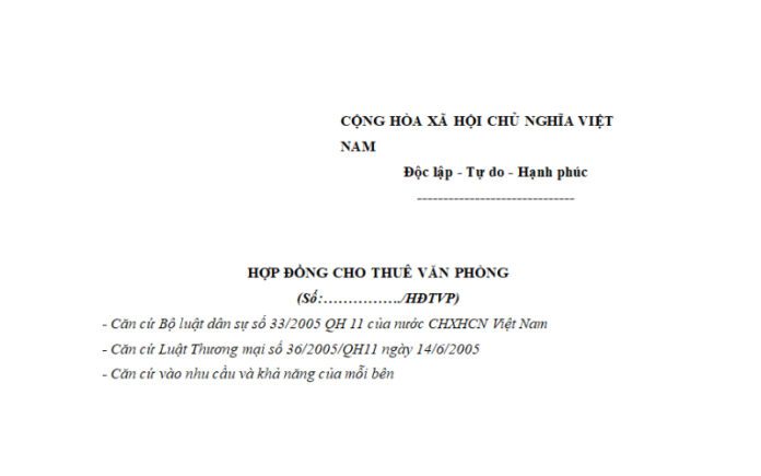 mẫu hợp đồng thuê văn phòng