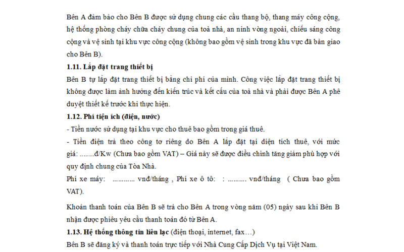 mẫu hợp đồng thuê văn phòng