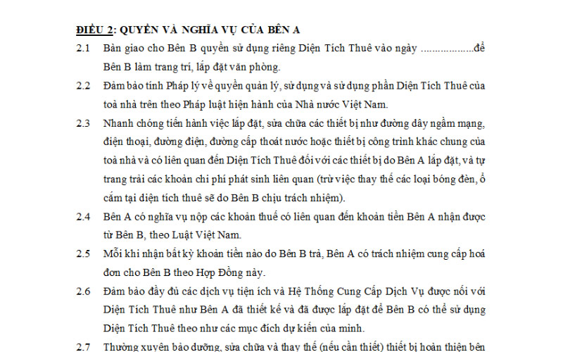 mẫu hợp đồng thuê văn phòng